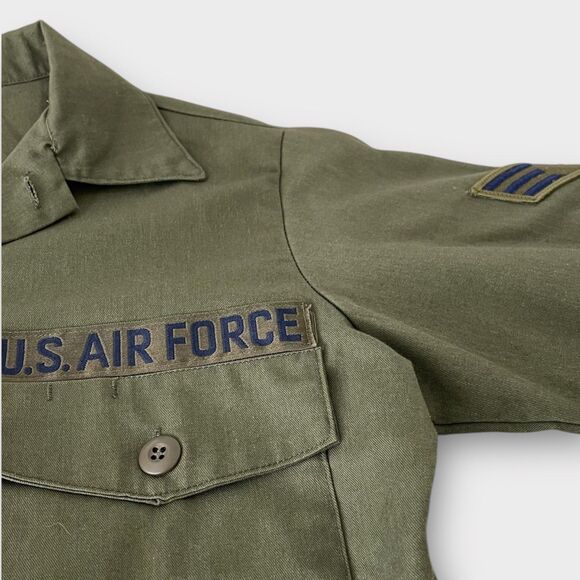 VTG US Air Force Military Army Jacket Shirt S/M Green Utility Uniform 14.5x31 - Picture 6 of 12